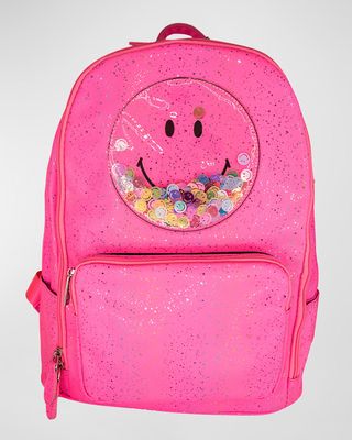 Kid's Glitter Smile Face Ripple Effect Backpack