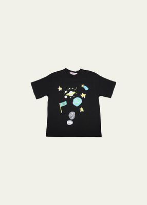 Kid's Graphic Space Original Artwork T-Shirt, Size 4-10