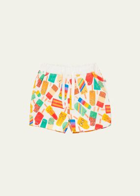 Kid's Happy Popsicle-Print Shorts, Size 2-5