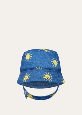 Kid's Happy Sun Bucket Hat, Size Newborn-6M