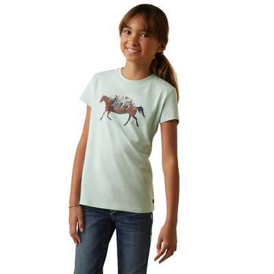 Kid's Harmony T-Shirt in Aqua Foam Cotton, Size: XS by Ariat