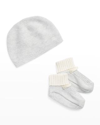 Kid's Hat And Booties Set, Size Newborn-9M