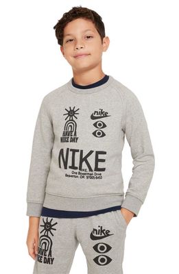Kids' Have a Nike Day Graphic Crewneck Sweatshirt in Dk Grey Heather/Black