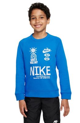 Kids' Have a Nike Day Graphic Crewneck Sweatshirt in Photo Blue/White