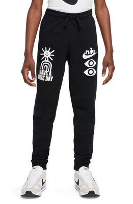 Kids' Have a Nike Day Graphic Sweatpants in Black/Black/White