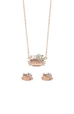 Kids' Hello Kitty® Necklace & Stud Earrings Set in Rose Gold