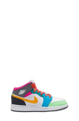 Kids' Jordan 1 Special Edition Mid Sneaker in White/Taxi/Shadow/Pink