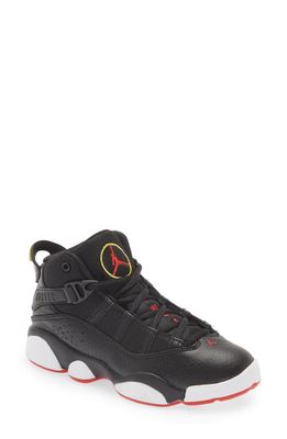 Kids' Jordan 6 Rings High Top Sneaker in Black/Red/White/Yellow