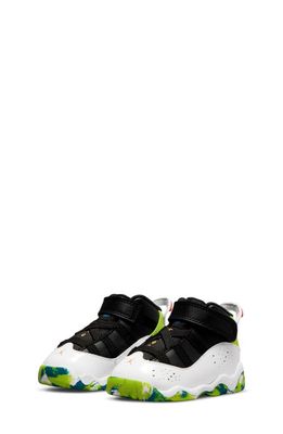 Kids' Jordan 6 Rings High Top Sneaker in Black/White/Orange/Kumquat
