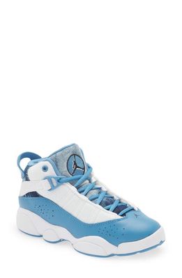Kids' Jordan 6 Rings High Top Sneaker in White/Dutch Blue