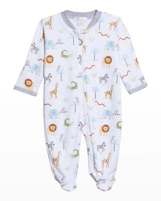 Kid's Joyful Jungle Zip Up Footie Pajamas, Size Newborn-9M