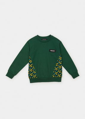 Kid's La Greca Trim Crewneck Sweatshirt, Size 4-6