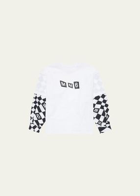 Kid's Logo-Print Checkered Pattern T-Shirt, Size 6-16