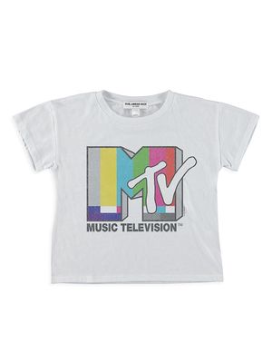 Kid's MTV Static Logo Cropped T-Shirt - White - Size 7 - White - Size 7