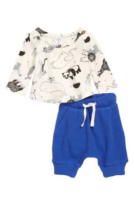 Kids' Nordstrom Playground Print Top and Joggers Set in Ivory Animals- Blue