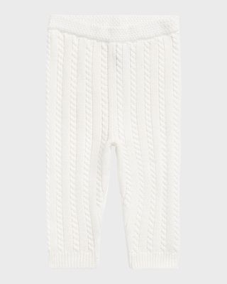 Kid's Organic Cotton Cable-Knit Sweater Pants, Size 3M-24M