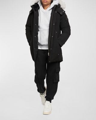 Kid's Parka Shearling Coat, Size XS-XL