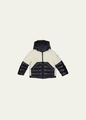 Kid's Patrick Combo Wool Puffer Jacket, Size 4-6