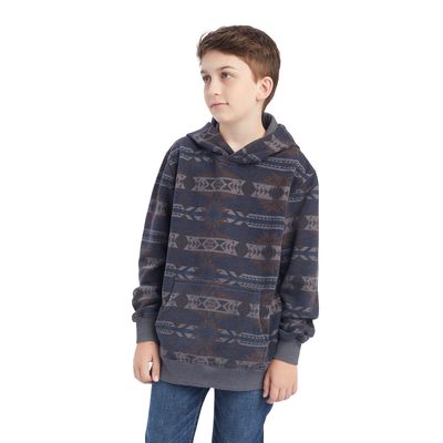 Kid's Printed Overdyed Washed Sweater in Maritime Blue Southwest, Size: XS by Ariat