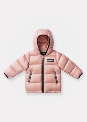 Kid's Quilted Puffer Hooded Sateen Jacket, Size 8-12