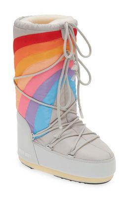 Kids' Rainbow Print Icon Water Repellent Moon Boot in Glacier/Blue-Red