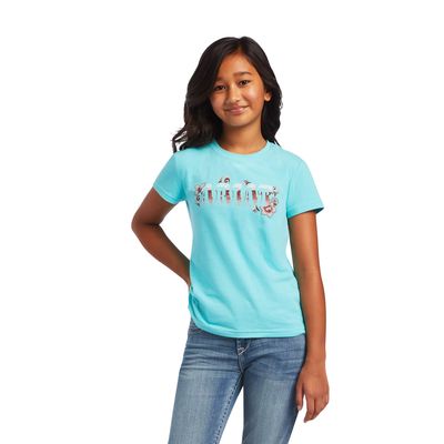 Kid's REAL Cactus T-Shirt in Amazonite, Size: XS by Ariat