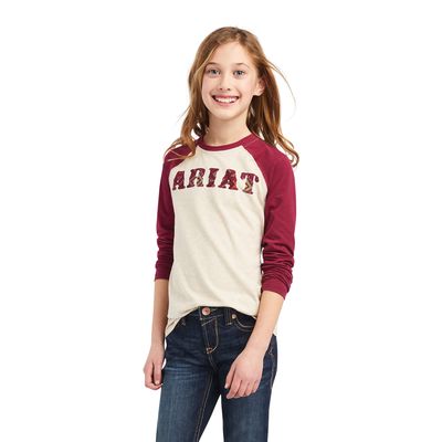 Kid's REAL Zuma Baseball Shirt in Oatmeal Heather, Size: XS by Ariat