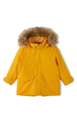 Kids' Reimatec Mukta Windproof & Waterproof Insulated Parka with Removable Faux Fur Trim in Radiant Orange