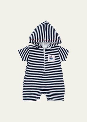 Kid's Sales N Whales Striped Terry Cloth Romper, Size Newborn-24M