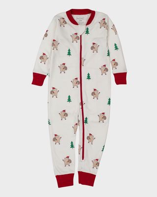 Kid's Santa Bear Pajama Coveralls, Size 12M-24M