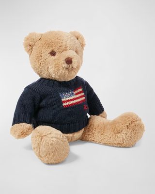 Kid's Small Flag Sweater Plush Polo Teddy Bear