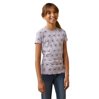 Kid's So Love T-Shirt in Half Drop Heather Grey Cotton, Size: XS by Ariat