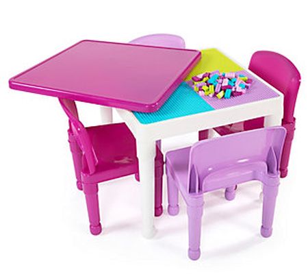 Kids' Square Lego-Compatible Table/4 Chairs by Humble Crew