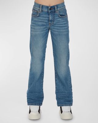 Kid's Stack Straight-Leg Stretch Denim Jeans, Size 4-12