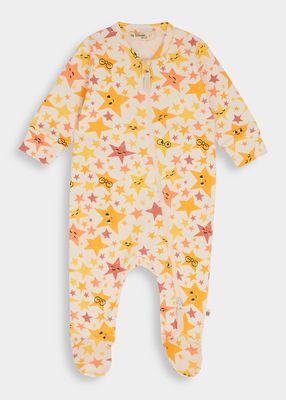 Kid's Stars-Print Footie Pajamas, Size Newborn-18M