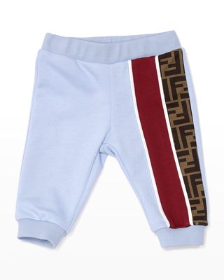 Kid's Stripe Monogram Sweatpants, Size 6M-24M