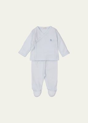 Kid's Striped Kimono Top & Footed Pants Set, Size Newborn-9M