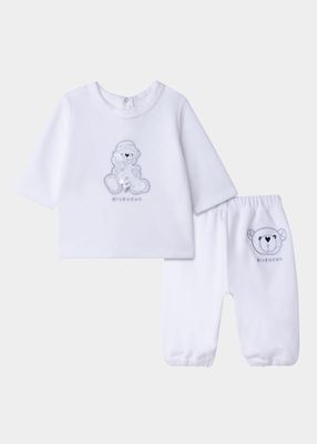 Kid's Teddy Applique Sweater W/ Pants, Size Newbron-6M