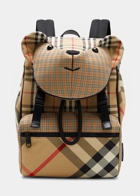 Kid's Thomas 3D Teddy Check-Print Backpack
