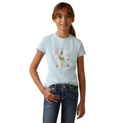 Kid's Time to Show T-Shirt in Heather Mosaic Blue Cotton