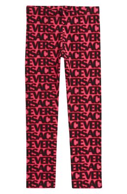 Kids' Versace on Repeat Cotton Leggings in Black Tropical Pink