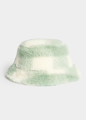 Kid's Wera Check Faux Fur Bucket Hat, Size XXS-M