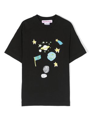 Kids Worldwide hand-drawn space print T-shirt - Black