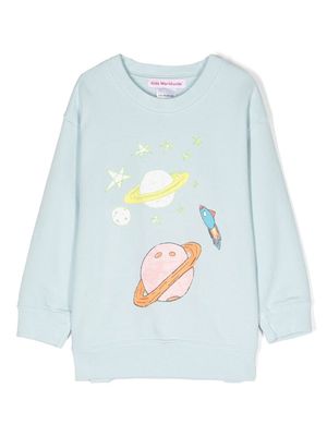 Kids Worldwide space print recycled-cotton sweatshirt - Blue