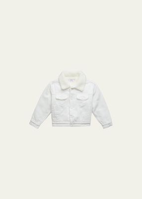 Kid's Woven Denim Sherpa-Collar Jacket, Size 4-14