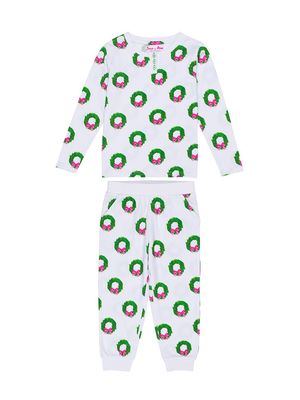 Kid's Wreath Long PJ Set - Green - Size 12 Months - Green - Size 12 Months
