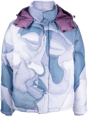 KidSuper abstract-pattern print padded jacket - Blue