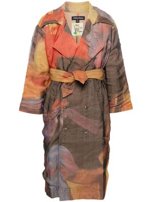 KidSuper abstract-print trench coat - Brown