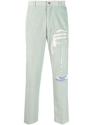 KidSuper appliqué pinstripe chino trousers - Green