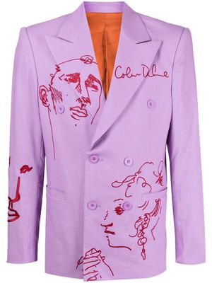 KidSuper Doodle Faced embroidered blazer - Purple